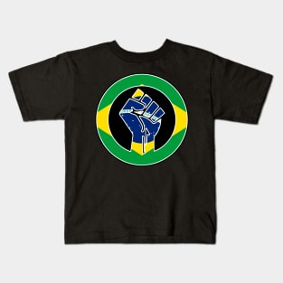 Black Lives Matter Fist Circled Flag Brazil Kids T-Shirt